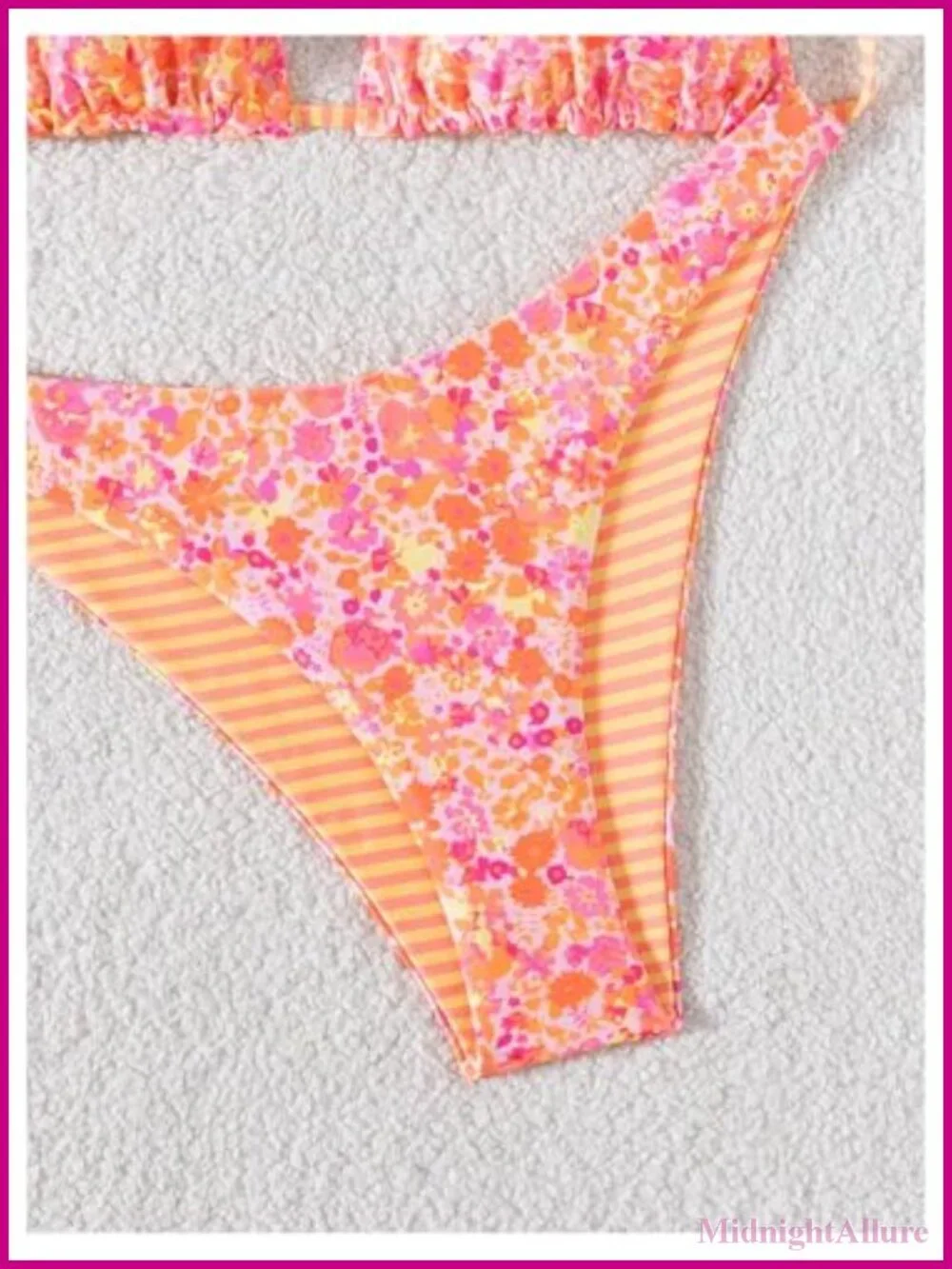 Women's 2 Piece Floral Striped Halter Bikini Set Triangle Swimsuit